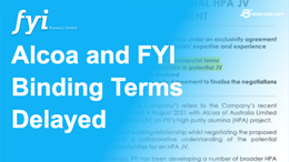 So close… again. FYI and Alcoa binding deal terms delayed to October 5th.